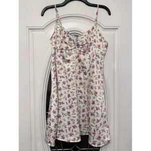 Aeropostale Mini‎ Dress Medium White Ivory Pink Floral Y2K